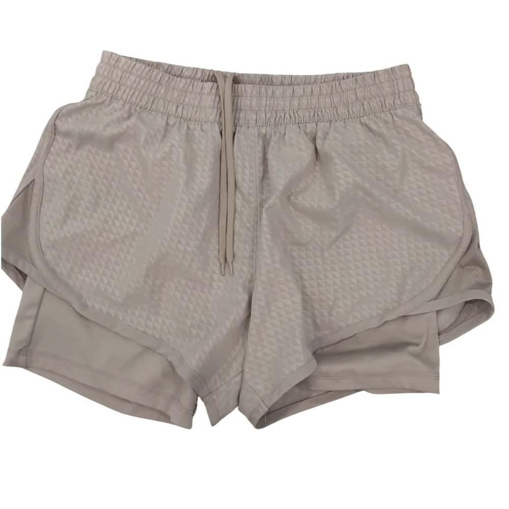 LEGEND Women's‎ Athletic Shorts Tan Textured Elastic Waist Drawstring Pocket-L